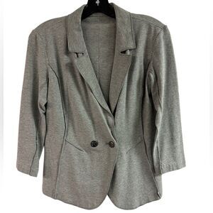 Nic & Zoe Gray Lightweight Knit Double Breasted Blazer Jacket Size PS
